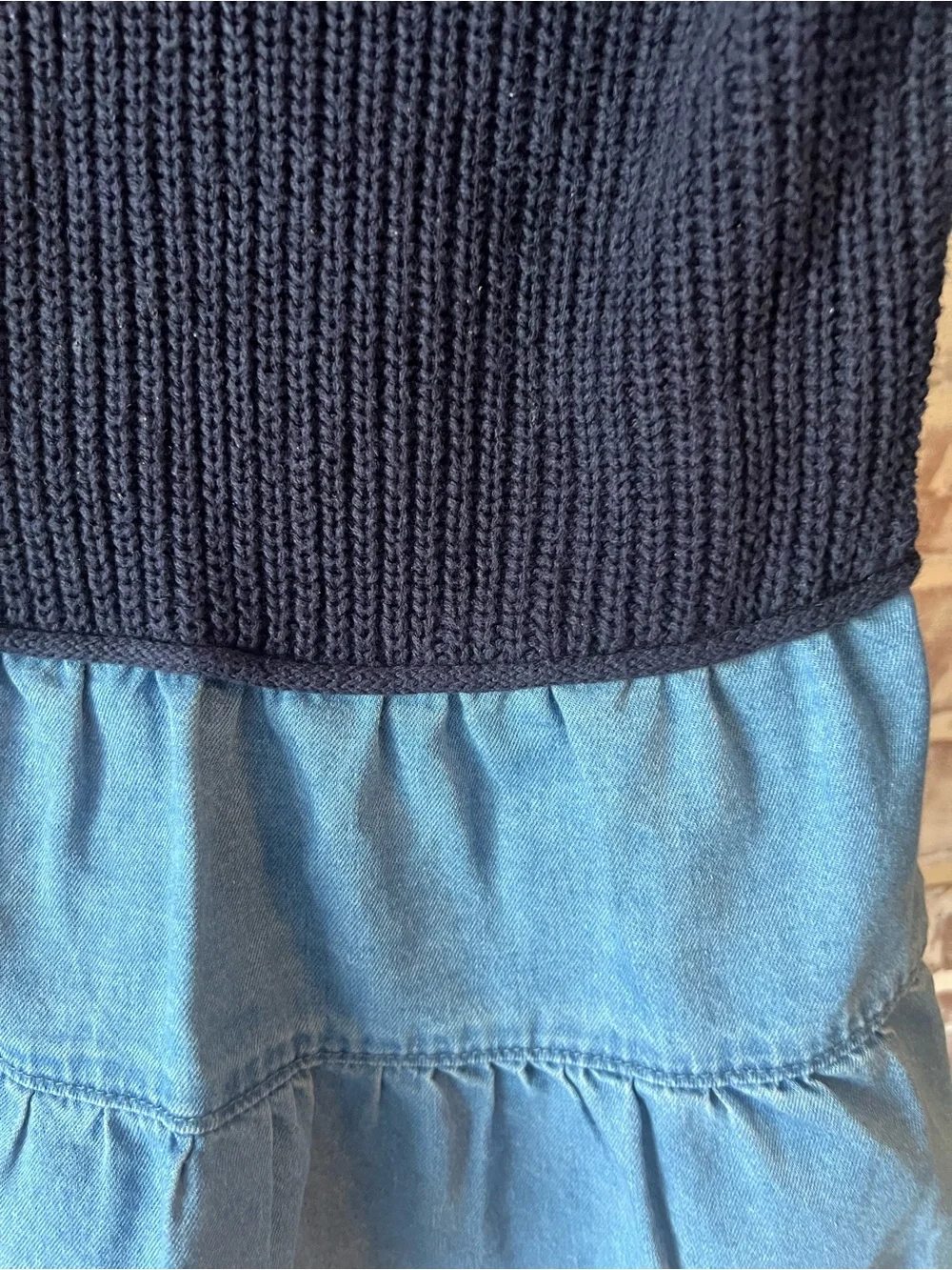 Zara Girls Navy Knit Top with Denim Skirt Dress sz 3